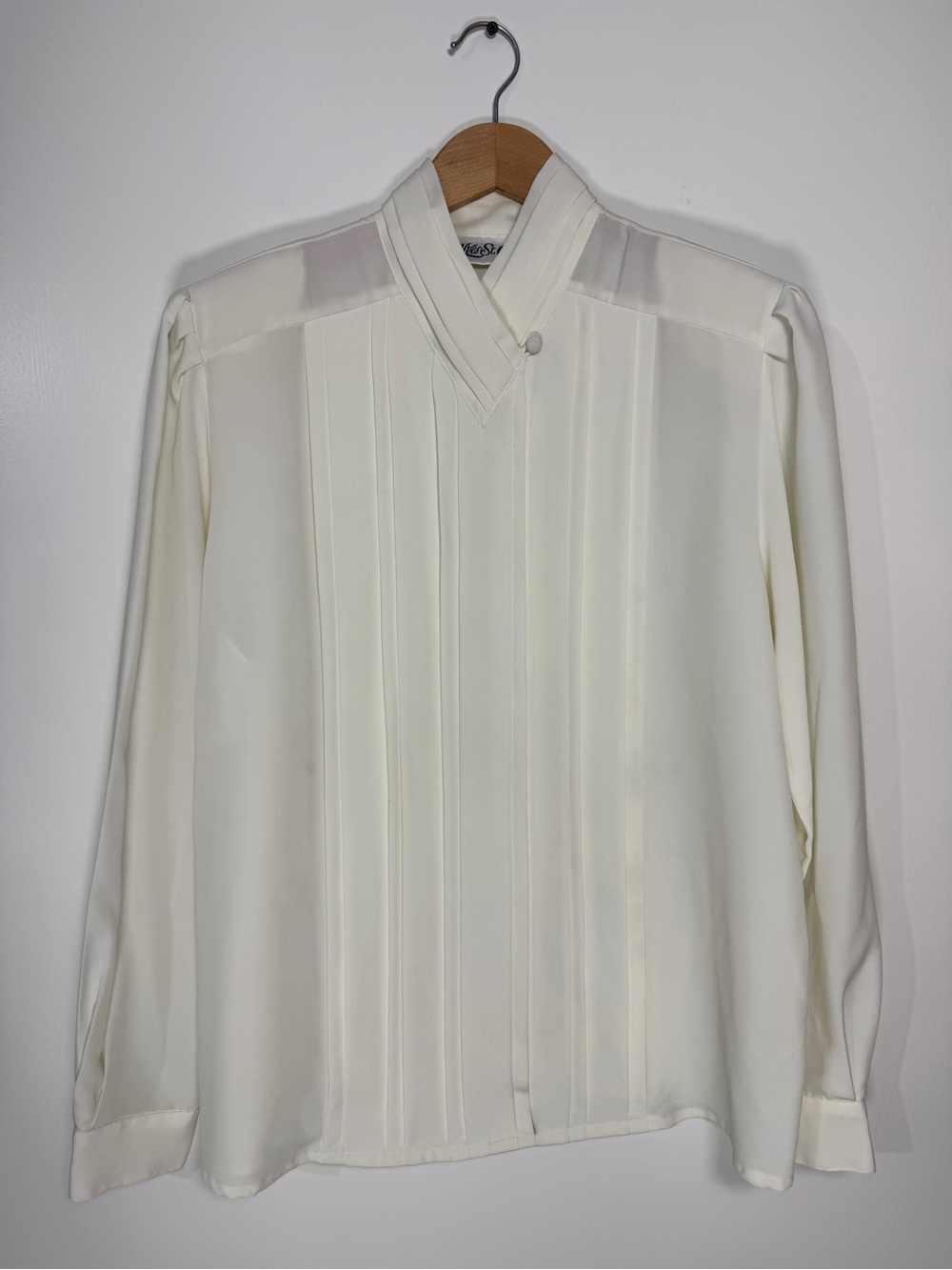 WSH150 {Yves St. Clair} Off White Pleated Front Relaxed Blouse Shirt Top